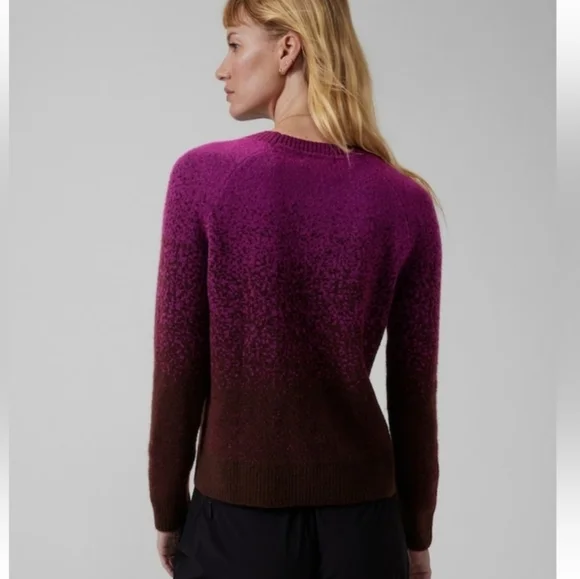Athleta Jacquard Sweater Size Medium Merino Wool Purple Burgundy Soft Cozy - Picture 3 of 10